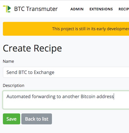 Create a Recipe at BTCPay Transmuter Create a Recipe at BTCPay Transmuter