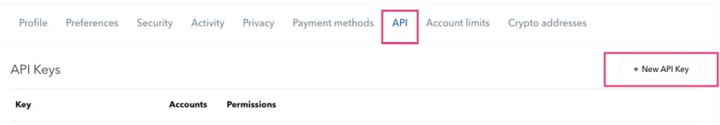 API bei Coinbase beantragen API bei Coinbase beantragen