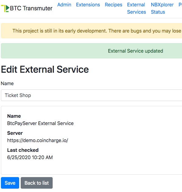 Edit External Service Edit External Service