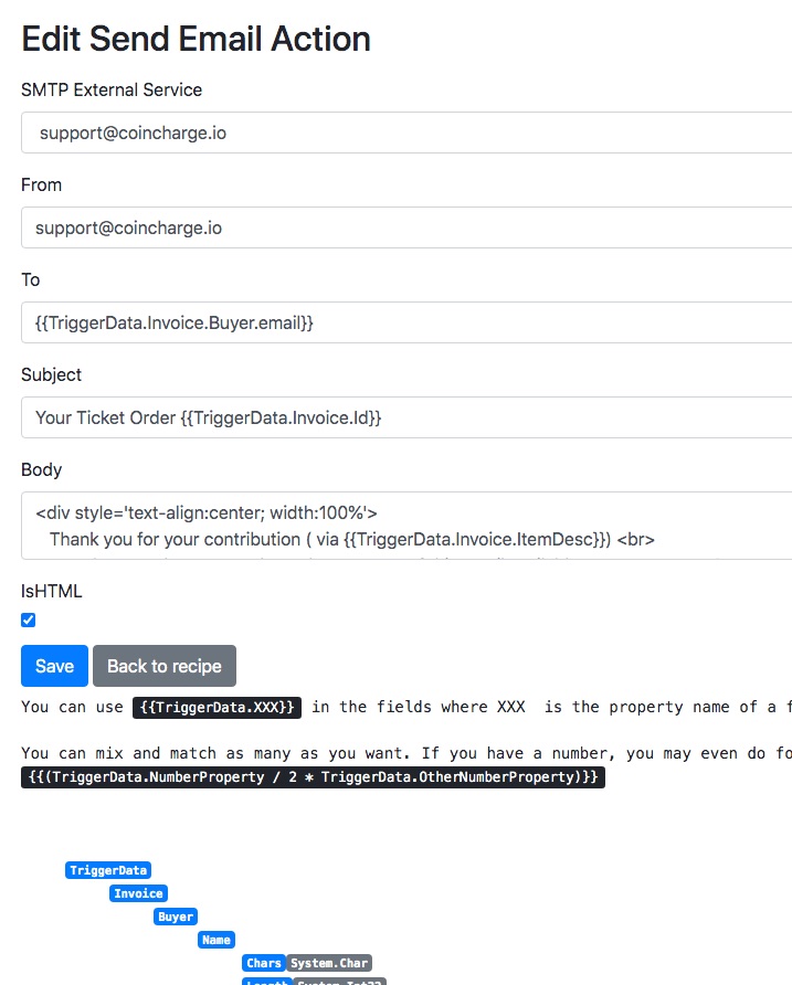 Edit Send Email Action Edit Send Email Action