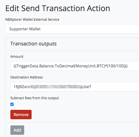 BTC Transmuter Send Transaction Action BTC Transmuter Send Transaction Action