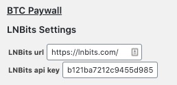 BTC Paywall Wordpress settings BTC Paywall Wordpress settings