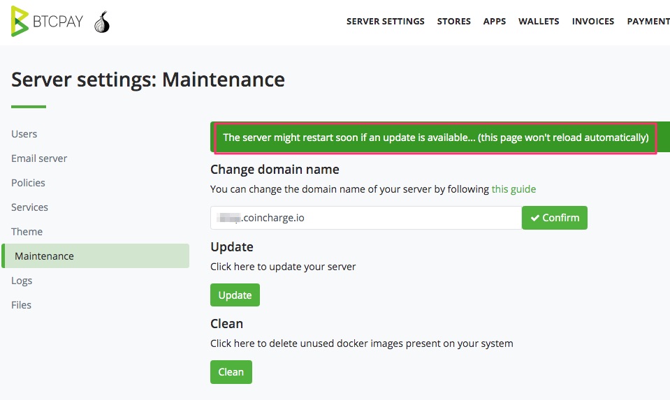 BTCPay Server Update Maintenance BTCPay Server Update Maintenance