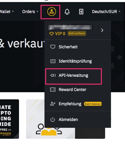 API verwaltung bei Binance API verwaltung bei Binance