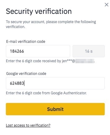 Binance Authorisierung für API Key Binance Authorisierung für API Key
