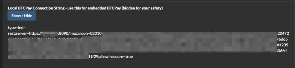 Versteckter BTCPay LND String Versteckter BTCPay LND String