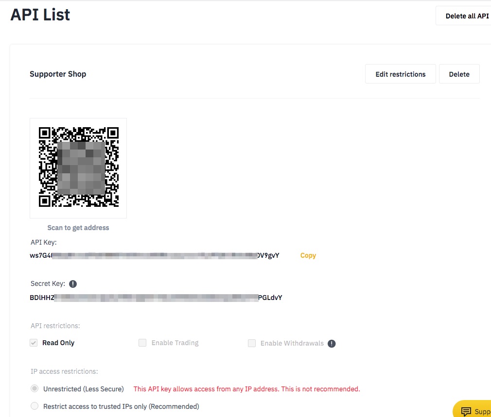 API List bei Binance API List bei Binance
