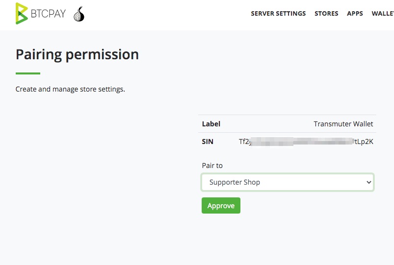 BTC Transmuter pairing mit BTCPay Store BTC Transmuter pairing mit BTCPay Store