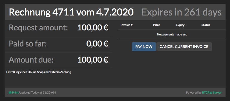 Bitcoin Rechnung