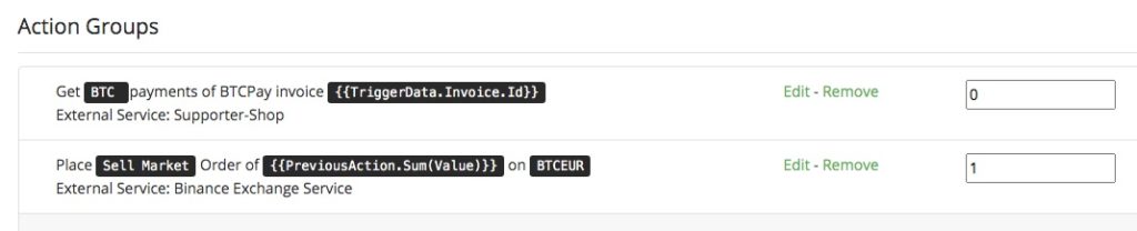 Action Group bei BTCpay Transmuter Action Group bei BTCpay Transmuter