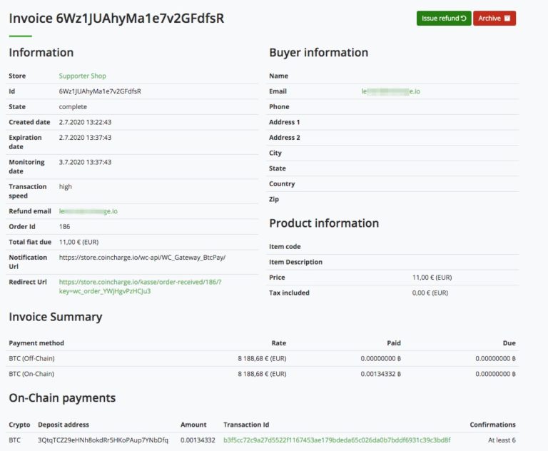 Rechnung Detailübersicht mit Export Funktion für Bitcoin Buchhaltung Rechnung Detailübersicht mit Export Funktion für Bitcoin Buchhaltung