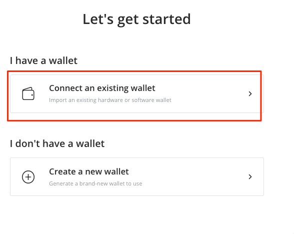 connect an existing wallet connect an existing wallet