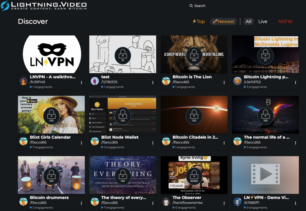 Lightning Video - create content, earn Bitcoin