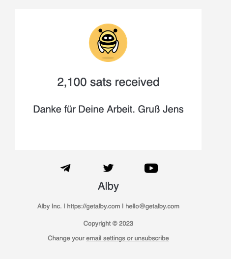 Alby received Alby received
