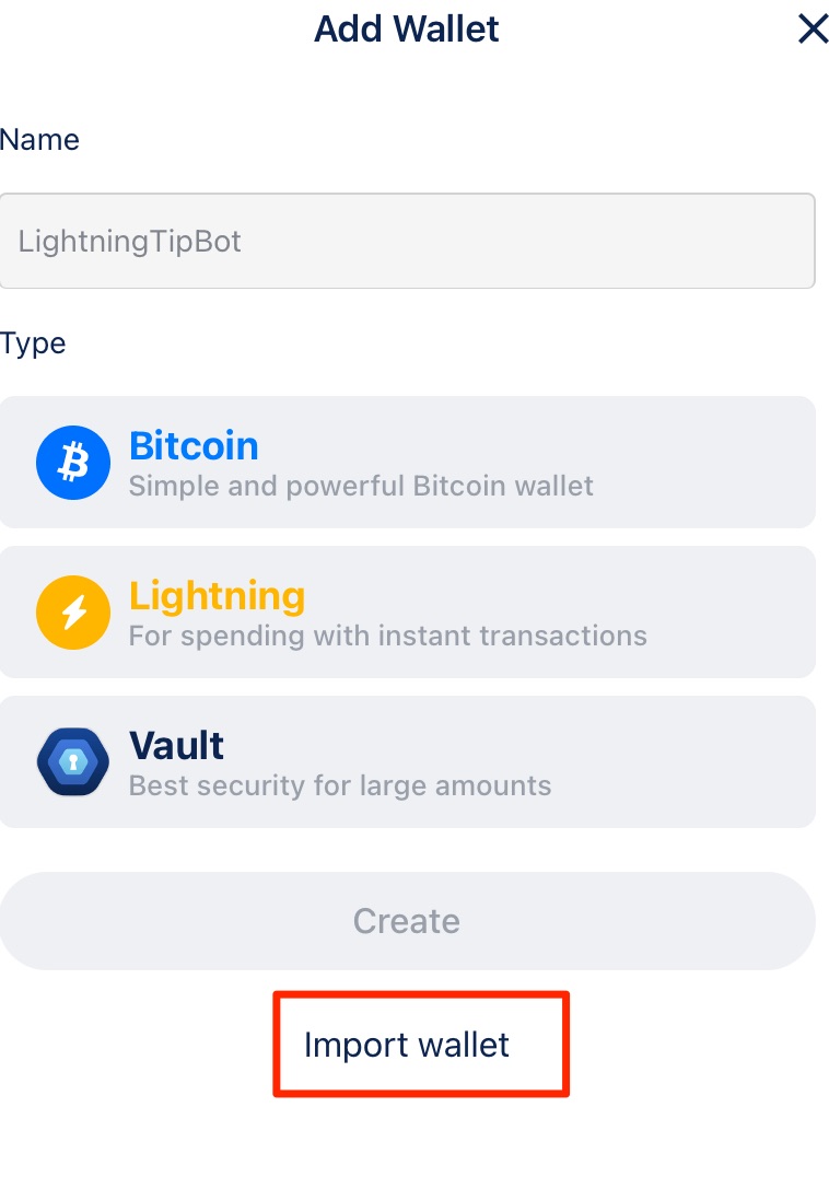 BlueWallet import a wallet
