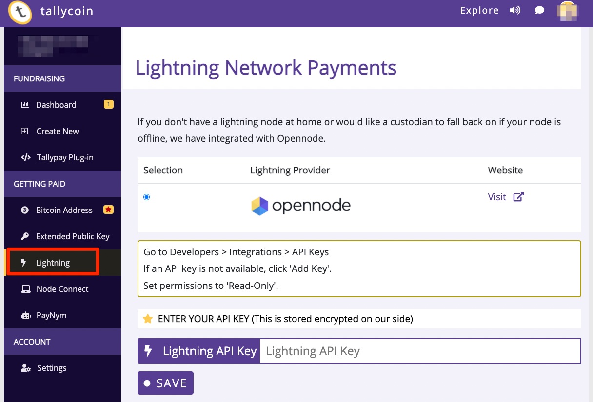 tallycoin opennode