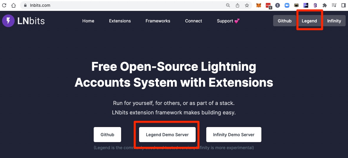 LNbits homepage