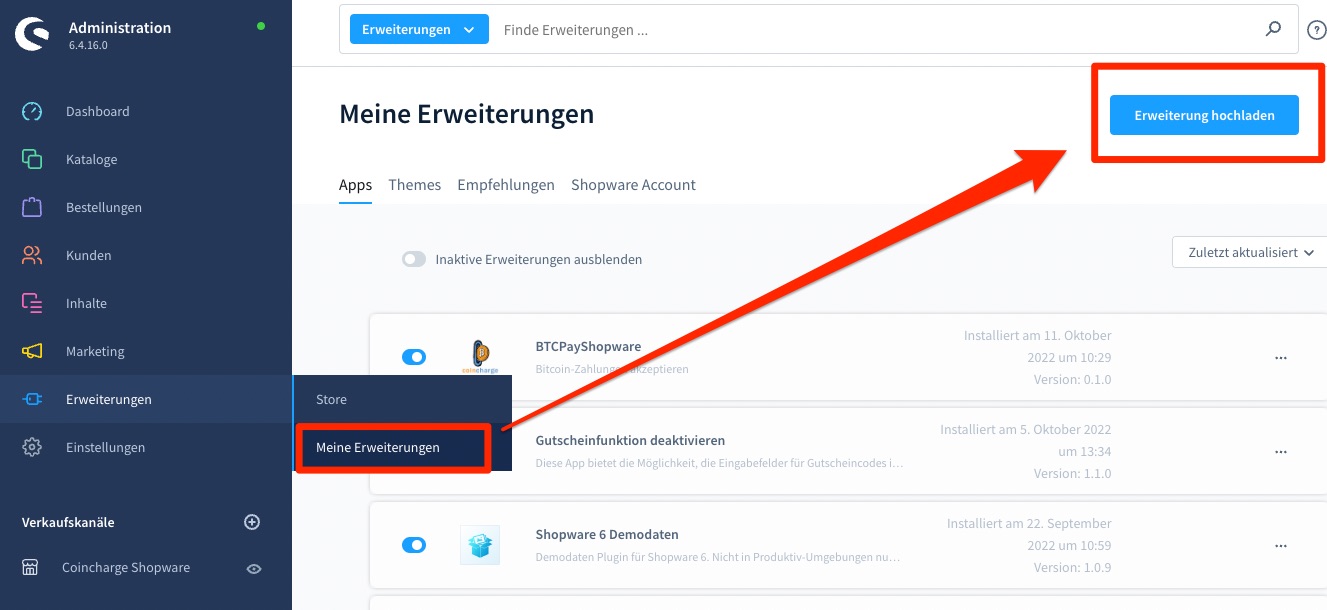 Shopware Erweiterung installieren