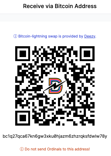 Alby Bitcoin adresse aufladen