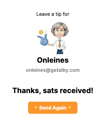 Thanks Sats received