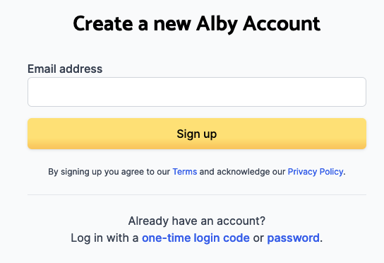 alby account erstellen