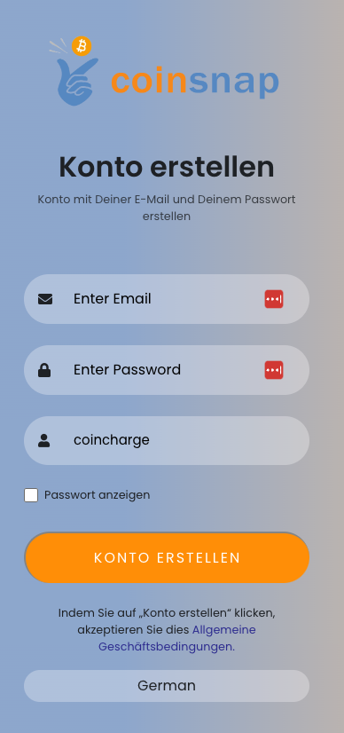 coinsnap konto erstellen