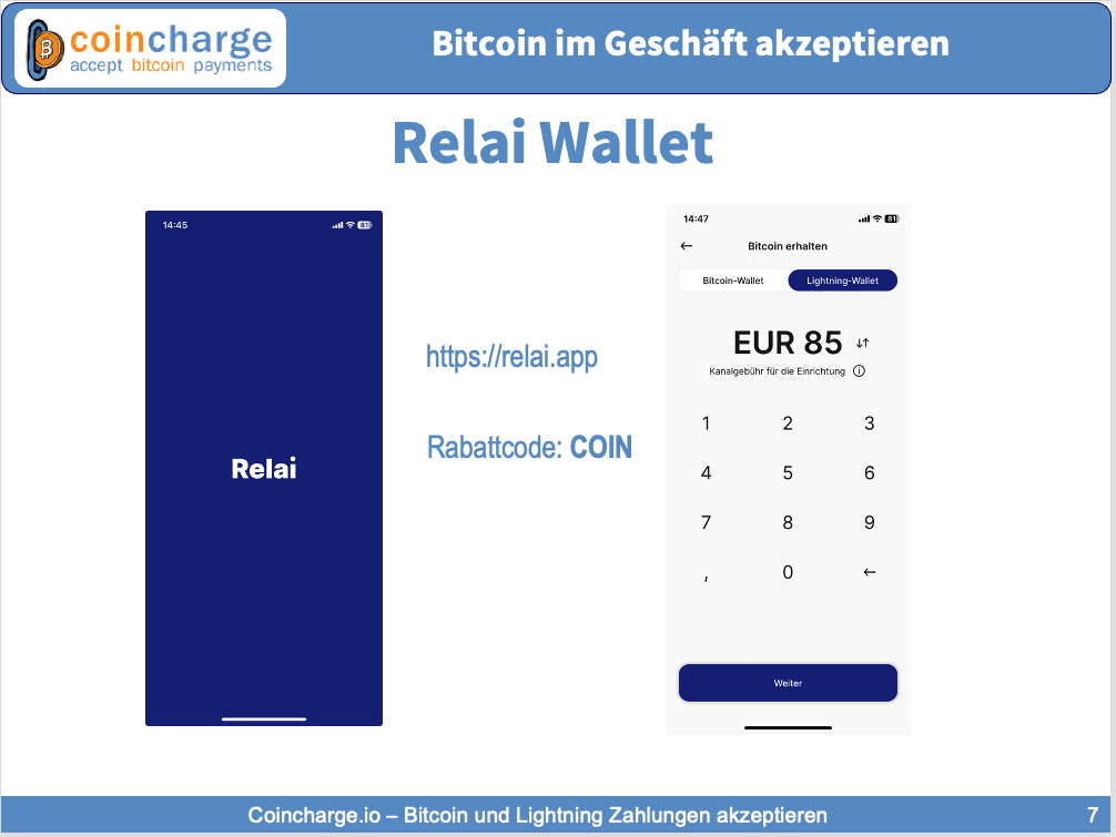 Relai App mit Bitcoin und Lightning Wallet Relai App mit Bitcoin und Lightning Wallet