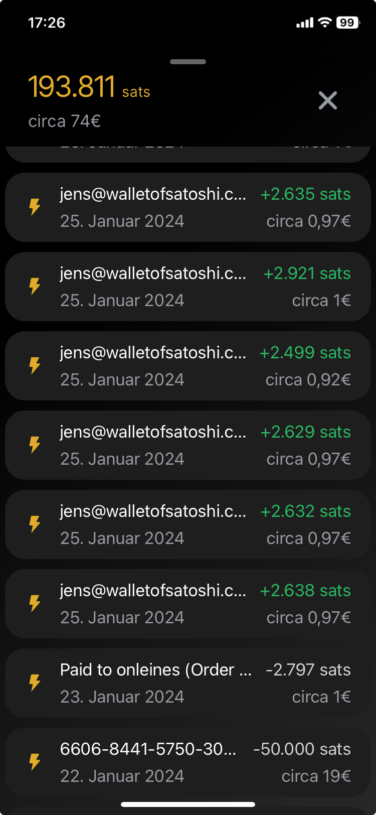 Opago Auszahlung Lightning-Wallet