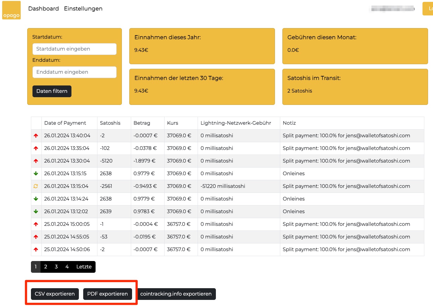 Opago Dashboard