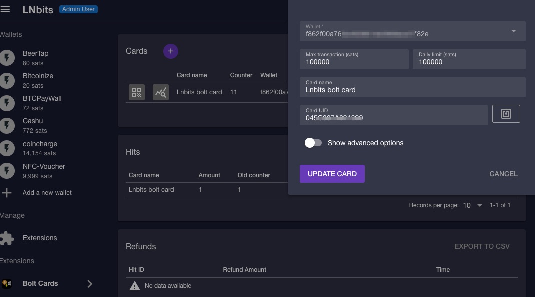 lnbits boltcard